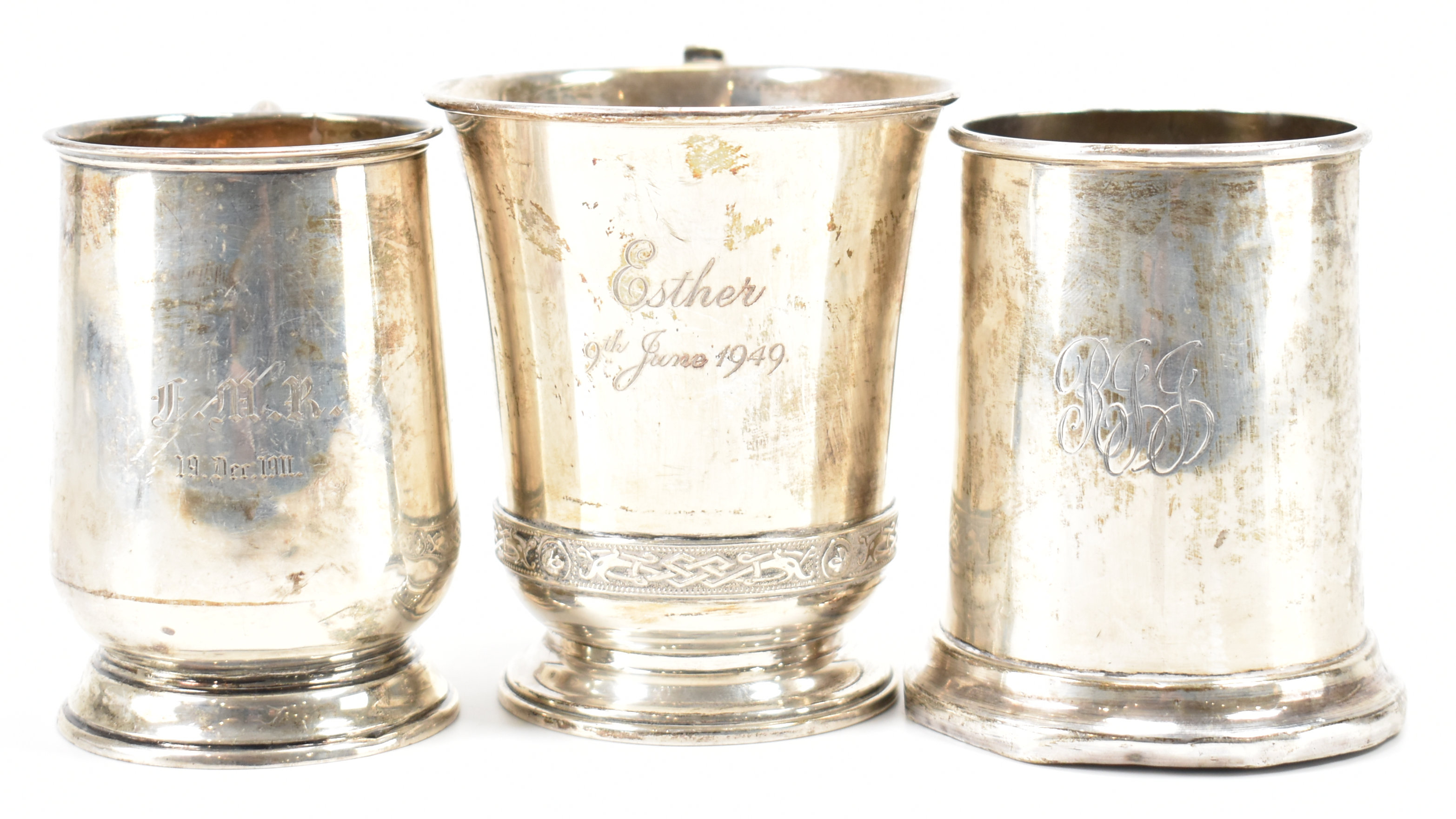 THREE 20TH CENTURY SILVER HALLMARKED CHRISTENING CUPS - Image 2 of 6