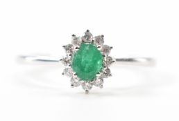 PLATINUM EMERALD & DIAMOND RING