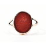 VICTORIAN GOLD & RED STONE SIGNET INTAGLIO RING