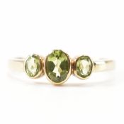 HALLMARKED 9CT GOLD & PERIDOT 3 STONE RING