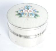 SILVER HALLMARKED PORCELAIN & ENAMEL PIN CUSHION BOX