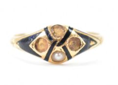 19TH CENTURY VICTORIAN 18CT GOLD & PEARL MOURNING RING