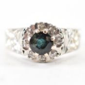 VINTAGE 18CT WHITE GOLD SAPPHIRE & DIAMOND RING