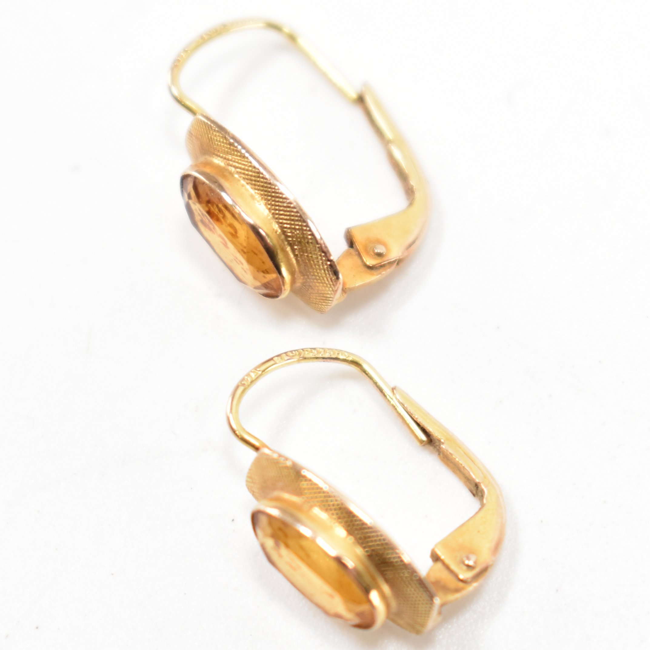 PAIR OF HALLMARKED 9CT GOLD & CITRINE DROP EARRINGS - Image 5 of 5