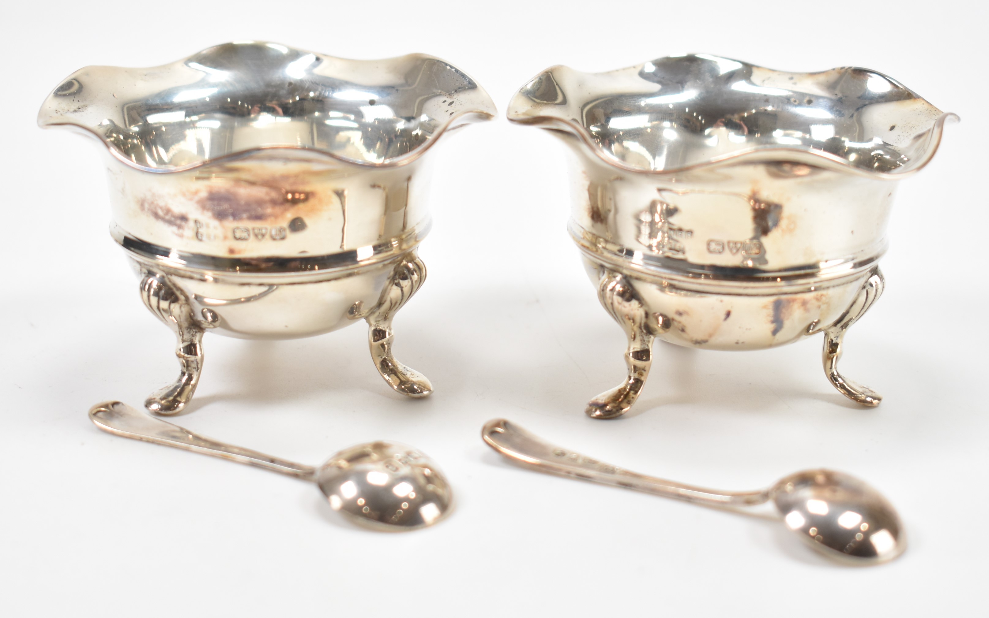 EDWARDIAN ANTIQUE SILVER TABLE SALTS - Image 3 of 5