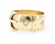 HALLMARKED 9CT GOLD & DIAMOND BUCKLE RING