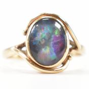 GOLD & SIMULATED OPAL CABOCHON CROSSOVER RING