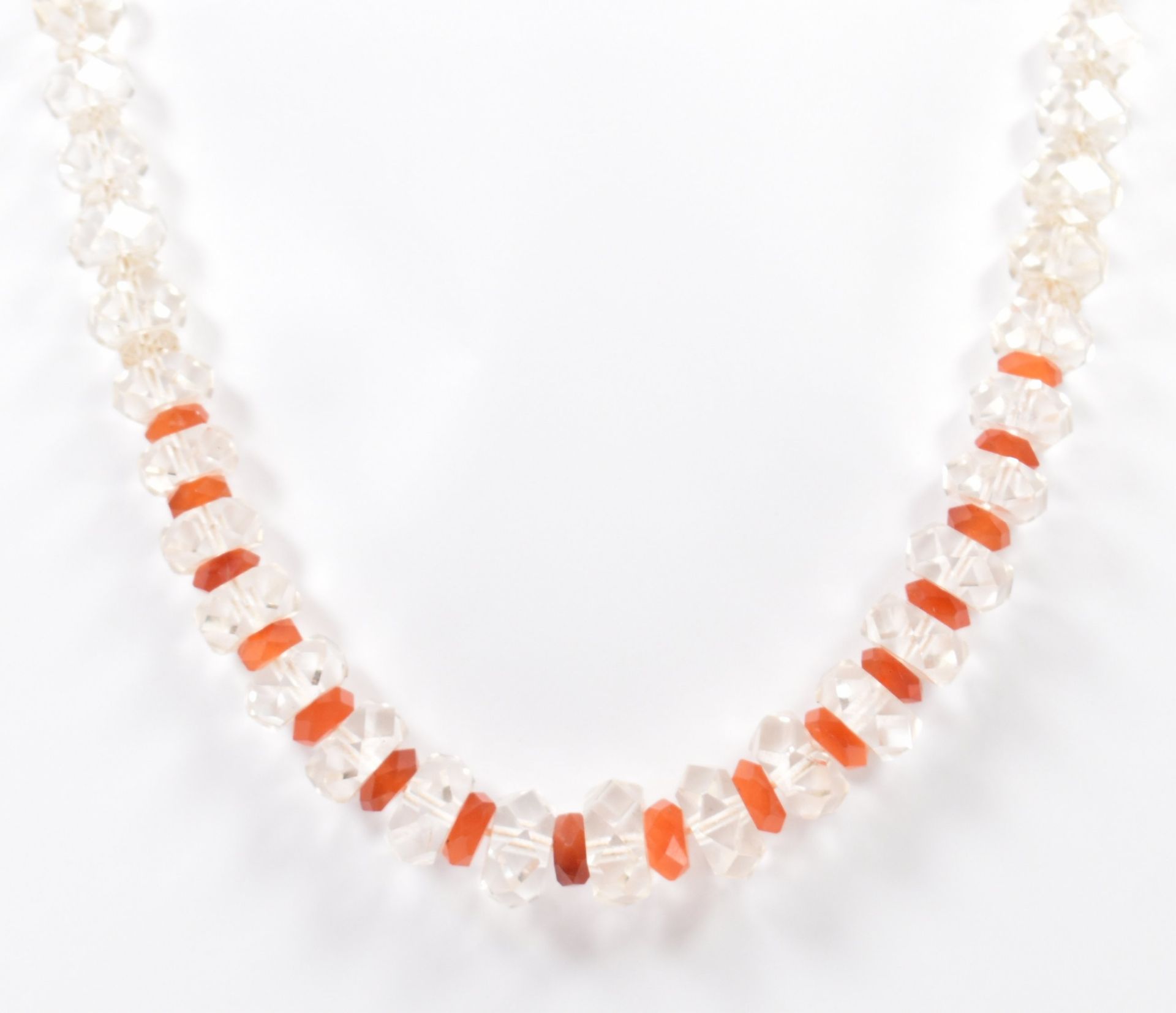 1930S ART DECO ROCK CRYSTAL & CARNELIAN BEADED NECKLACE