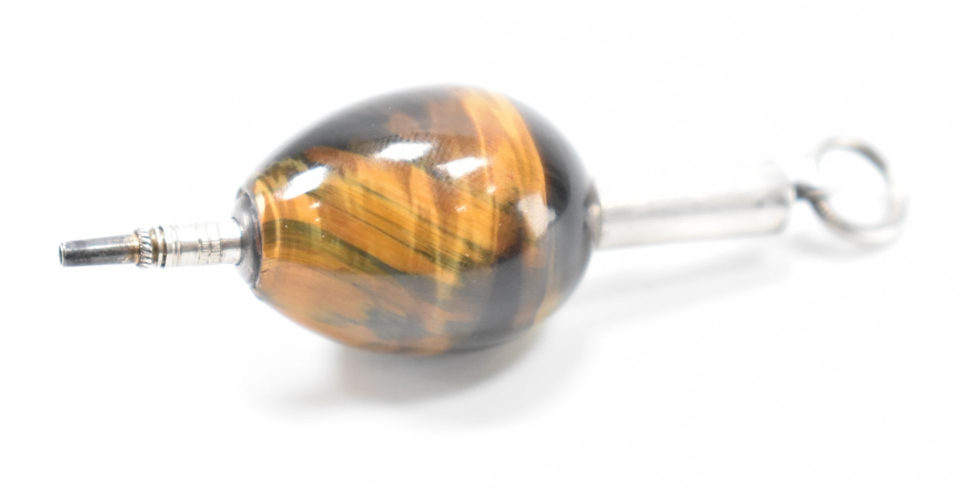 S MORDAN & CO TIGERS EYE BIRDS EGG MECHANICAL PENCIL PENDANT