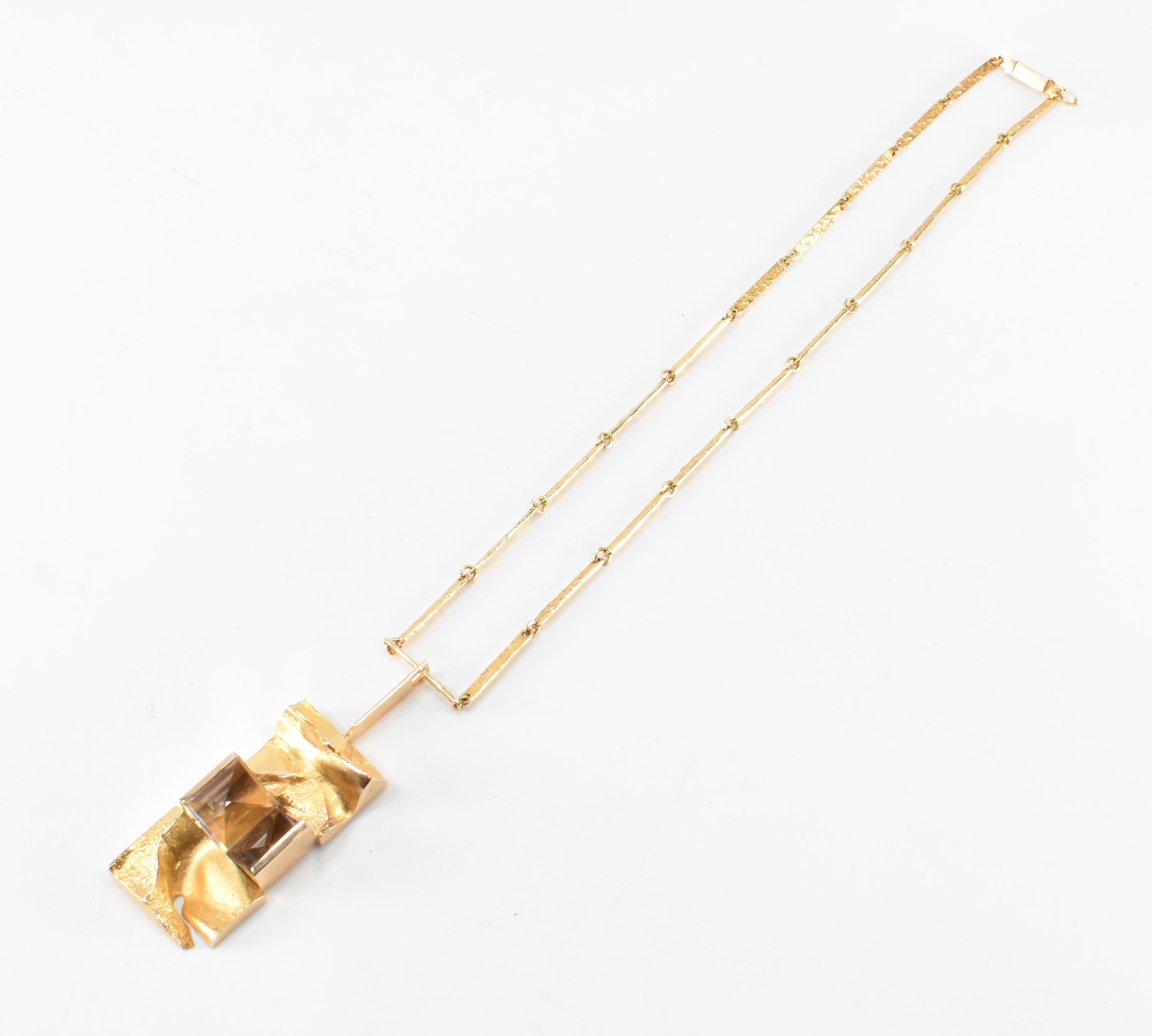 1970S BJORN WECKSTROM GOLD & QUARTZ MODERNIST NECKLACE - Image 2 of 8