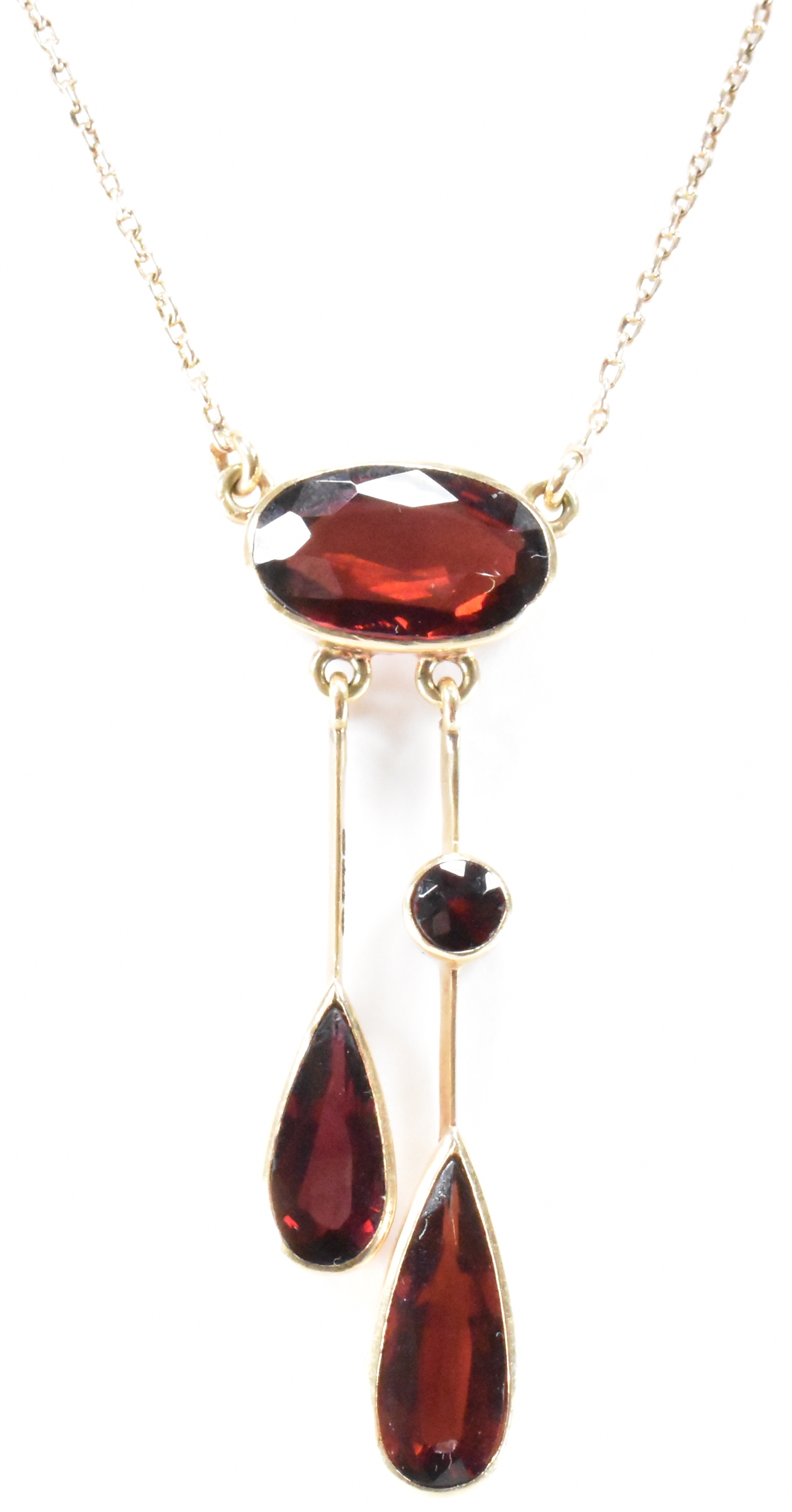 HALLMARKED 9CT GOLD & GARNET NECKLACE - Image 2 of 8