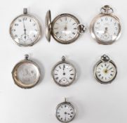 ASSORTMENT OF SILVER CASED POCKET WATCHES