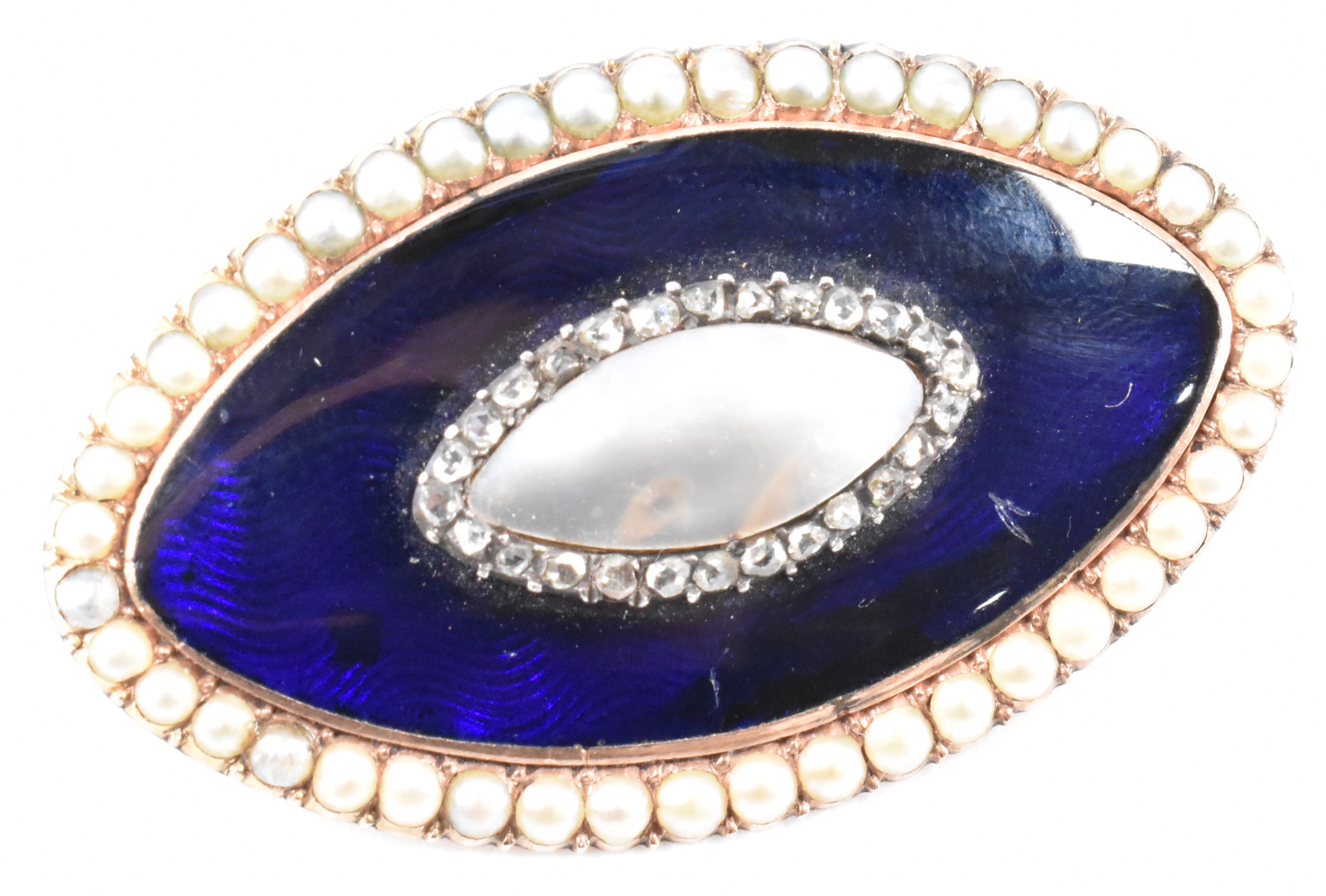 GEORGIAN GOLD DIAMOND SEED PEARL & ENAMEL BROOCH - Image 2 of 4