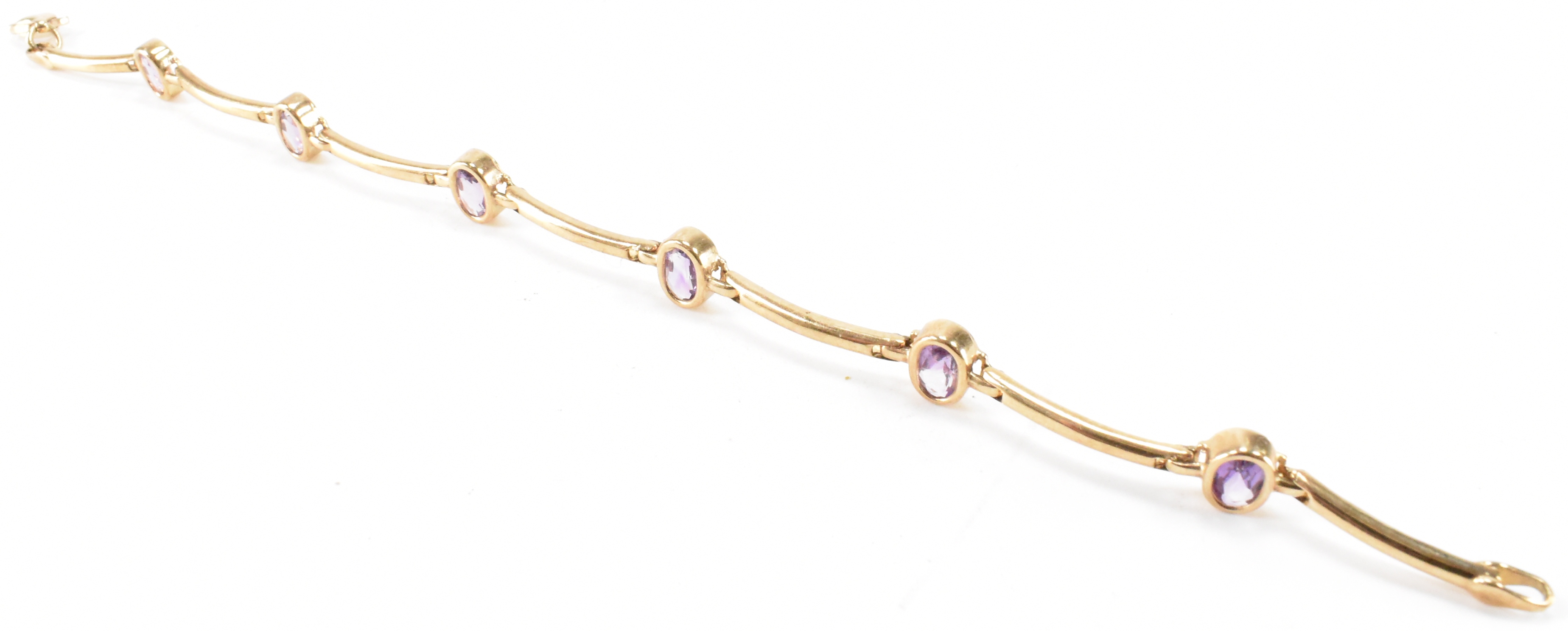 HALLMARKED 9CT GOLD & AMETHYST LINE BRACELET - Image 5 of 9