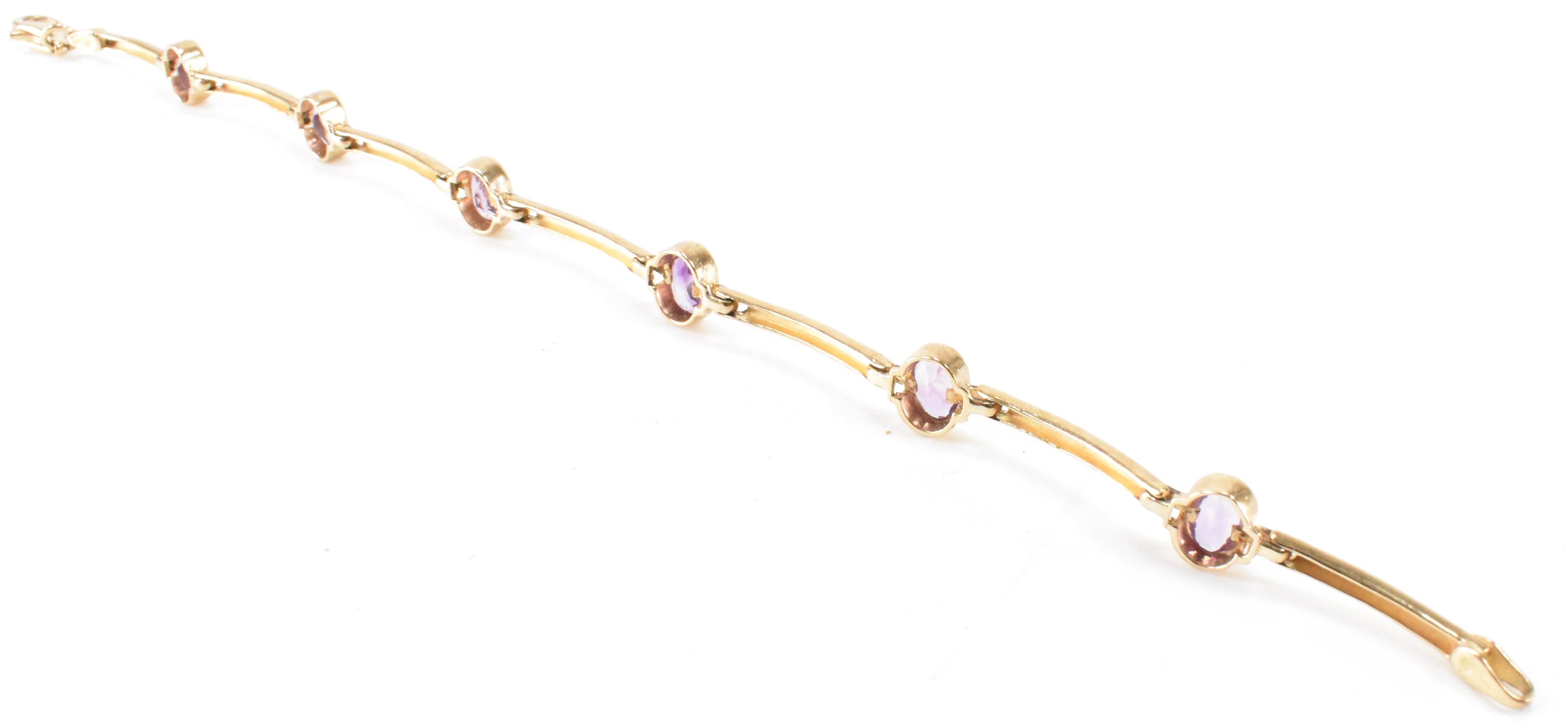 HALLMARKED 9CT GOLD & AMETHYST LINE BRACELET - Image 6 of 9