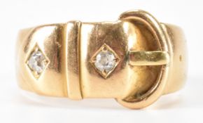 ANTIQUE HALLMARKED 18CT GOLD & DIAMOND BUCKLE RING