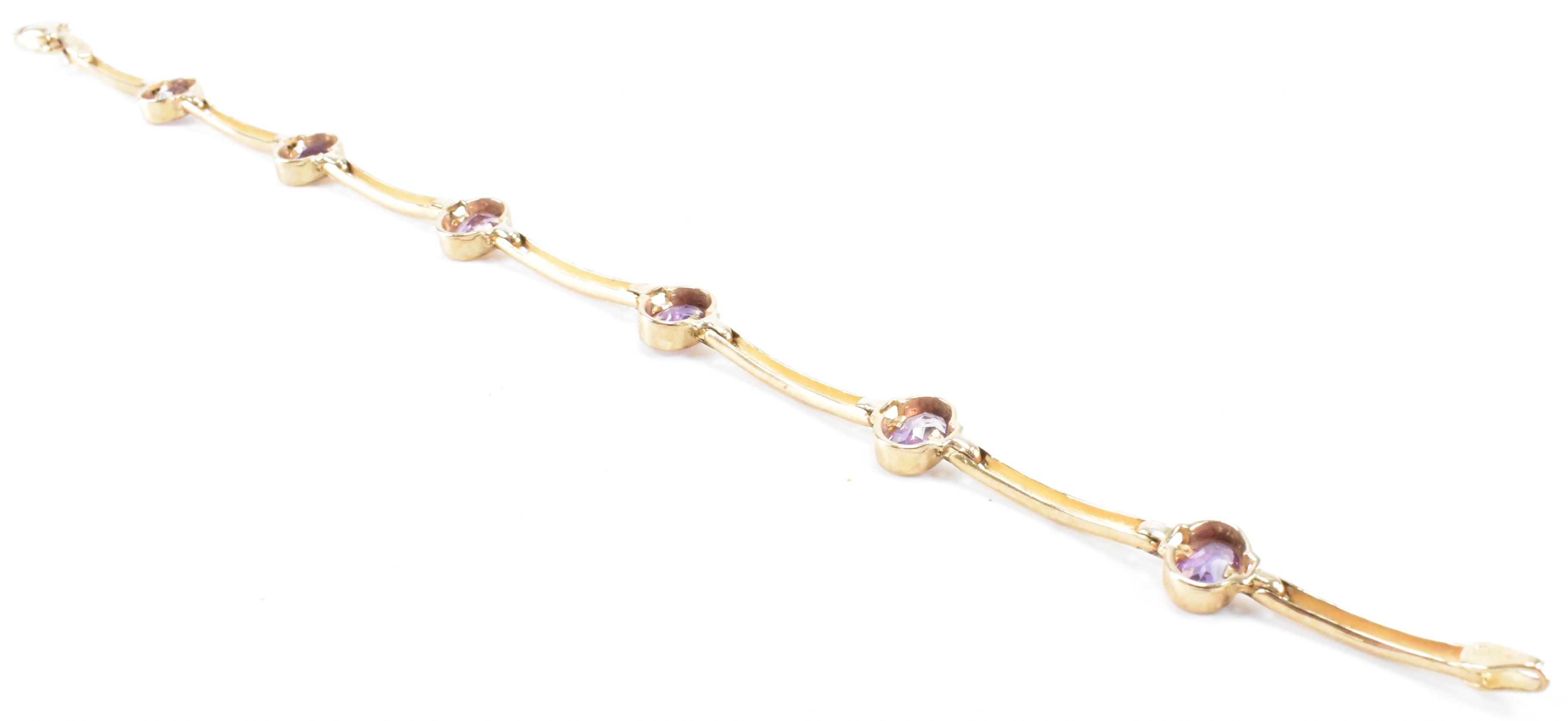 HALLMARKED 9CT GOLD & AMETHYST LINE BRACELET - Image 4 of 9