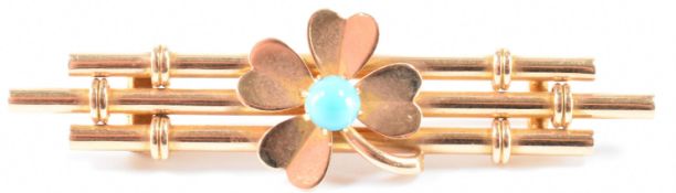 VCTORIAN GOLD & TURQUOISE BAR BROOCHES
