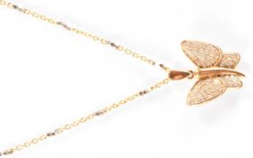 18CT GOLD & DIAMOND BUTTERFLY PENDANT NECKLACE