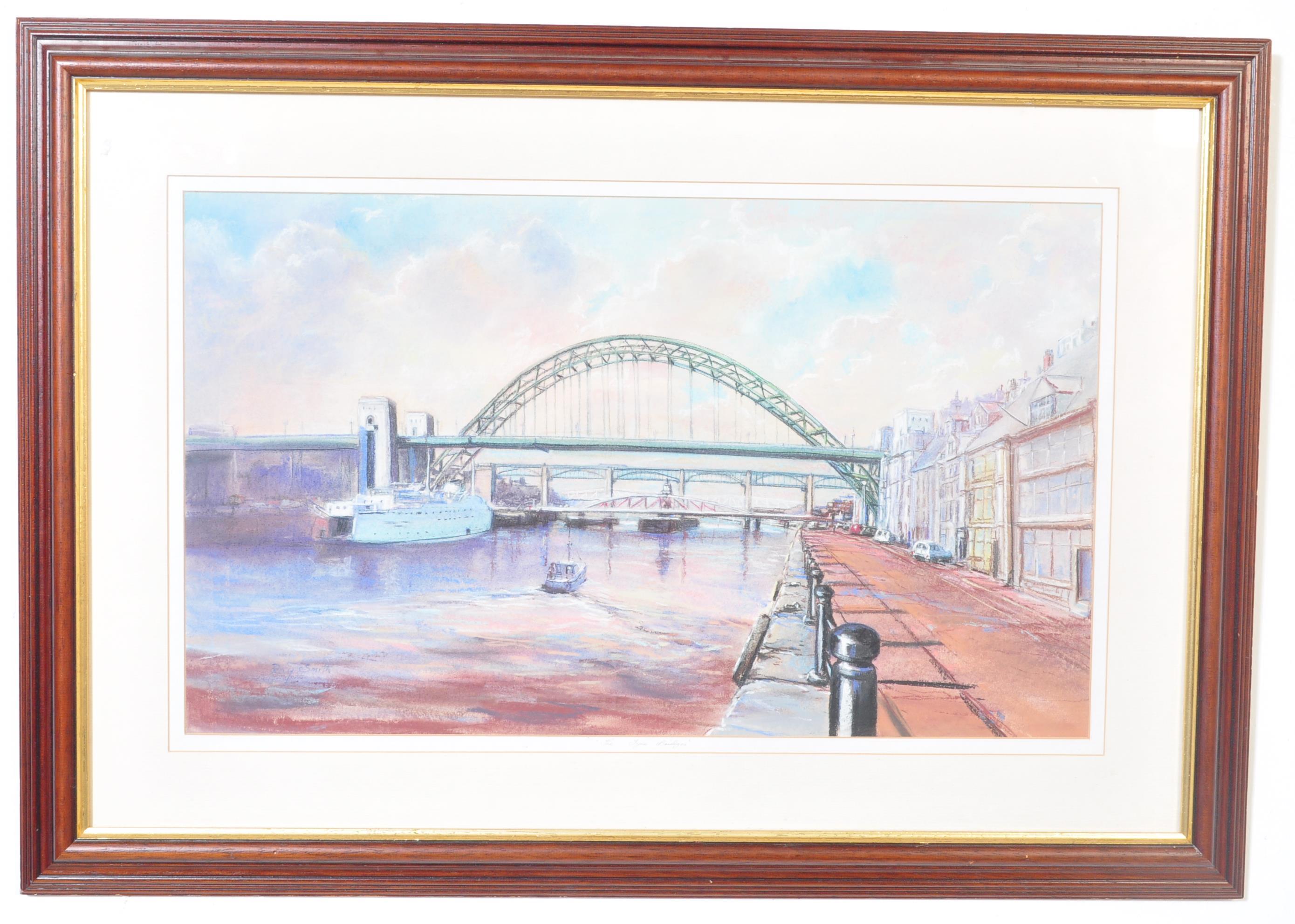 RAY SMITH - LATE 20TH CENTURY "THE TYNE BRIDGES" PASTEL