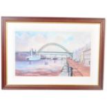 RAY SMITH - LATE 20TH CENTURY "THE TYNE BRIDGES" PASTEL