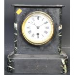 CIRCA 1900 SLATE AND MARBLE MANTEL CLOCK