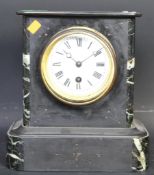 CIRCA 1900 SLATE AND MARBLE MANTEL CLOCK