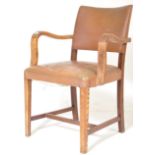 VINTAGE RETRO OAK & LEATHER UPHOLSTERED DESK CHAIR