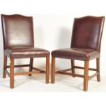 PAIR OF 20TH CENTURY BROWN LEATHER UPHOLSTERED DINING CHAIRS