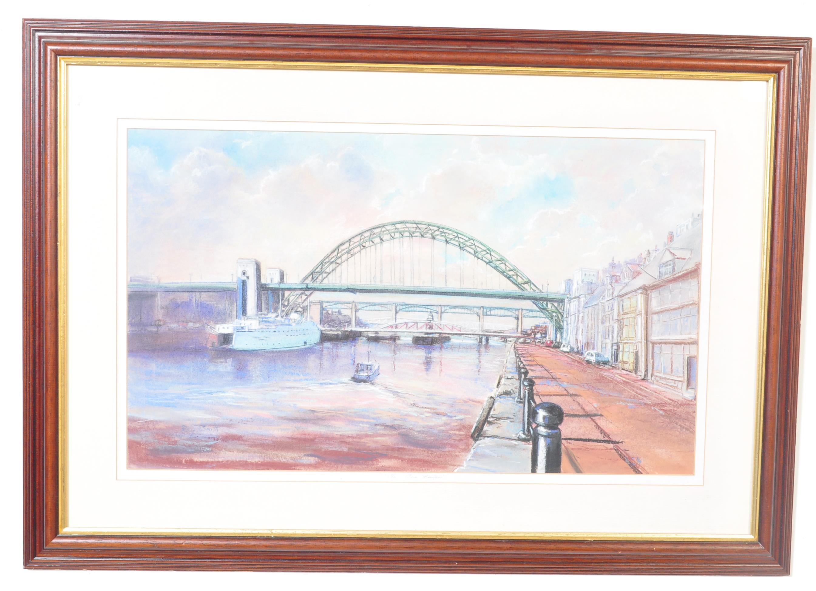 RAY SMITH - LATE 20TH CENTURY "THE TYNE BRIDGES" PASTEL - Image 2 of 3