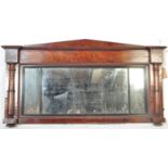 A VICTORIAN OVER MANTEL FLAME MAHOGANY THREE PANELED MIRROR