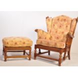 MID CENTURY ERCOL OLD COLONIAL WINGBACK ARMCHAIR & FOOTSTOOL