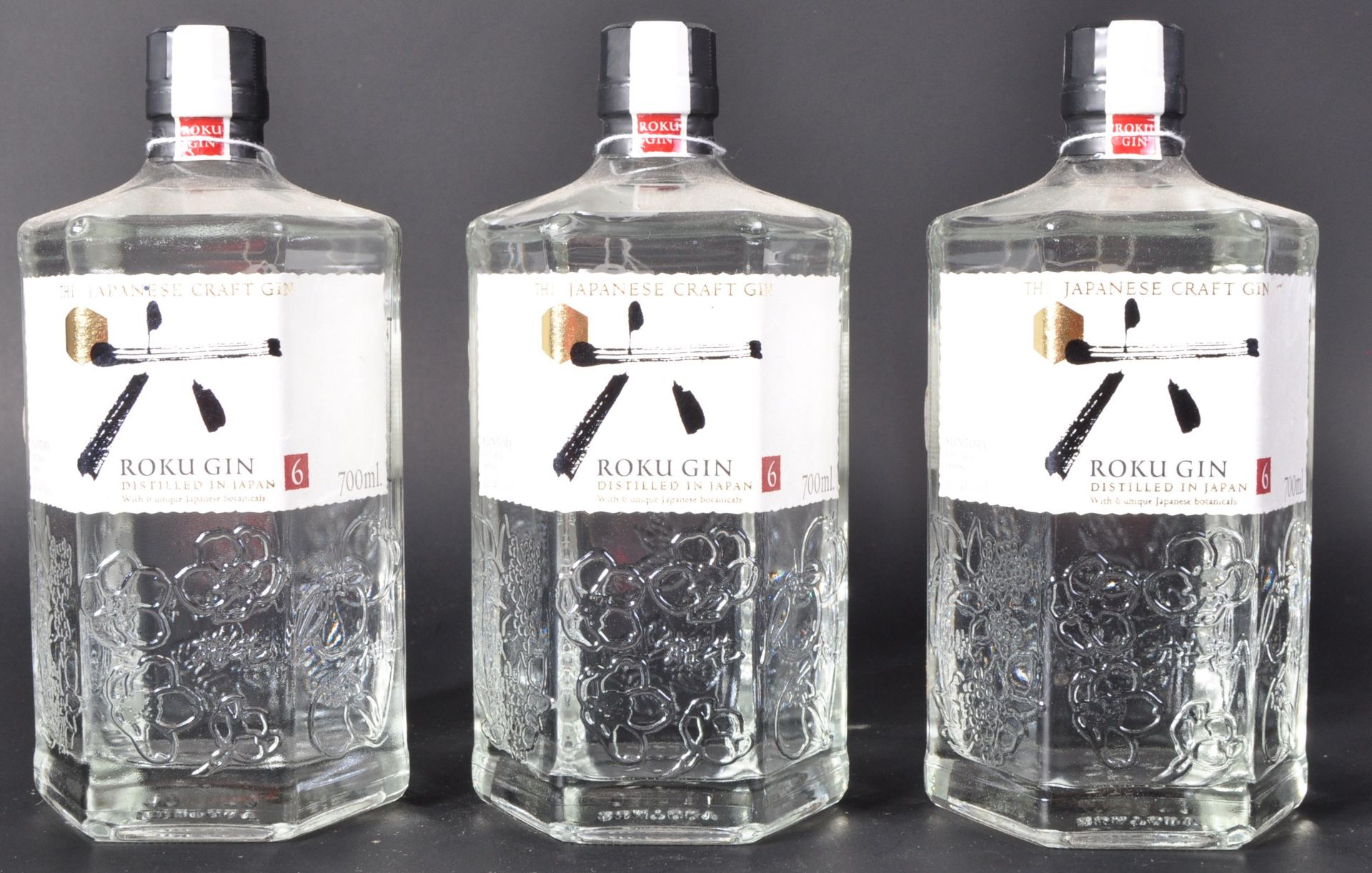 THREE BOTTLES OF ROKU JAPANESE GIN