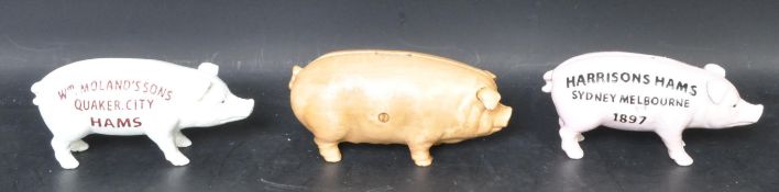 THREE VINTAGE CAST METAL 20TH CENTURY STYLE PIGGY BANKS