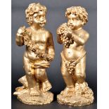 PAIR OF CONTEMPORARY GILT RESIN FIGURES MOULDED AS CHERUBS