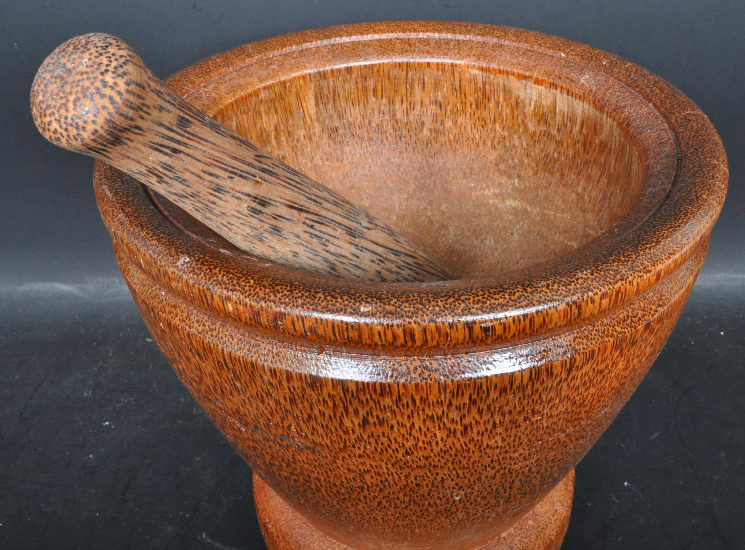 LARGE 20TH CENTURY AFRICAN HARDWOOD PESTLE & MORTAR - Image 2 of 4