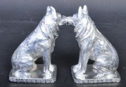 PAIR OF SILVER PLATES GERMAN SHEPPARD SALK & PEPPER SHAKERS