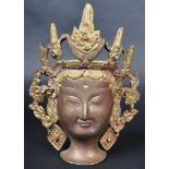 19TH CENTURY BRONZE TIBETAN DIPANKARA BUDDHA HEAD