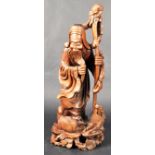 19TH CENTURY QING DYNASTY CHINESE CARVED WOODEN IMMORTAL