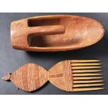 OCEANIC CARVED WOOD COMB & ANOTHER