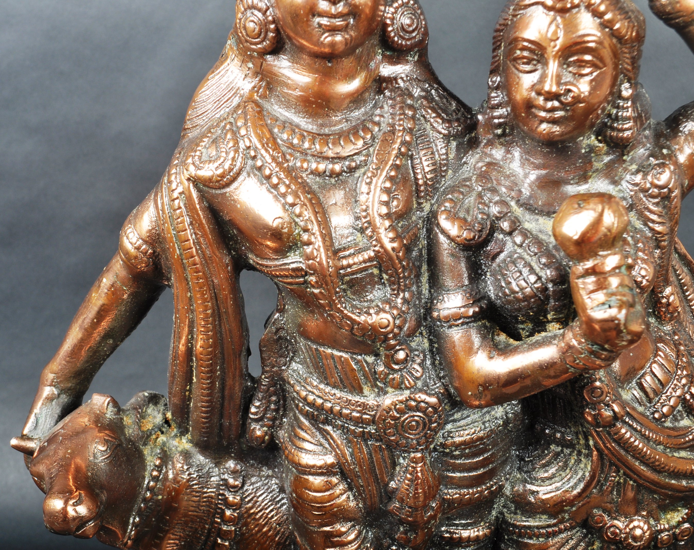 LARGE EARLY 20TH CENTURY HINDU COPPER FIGURINE GROUP - Image 3 of 9