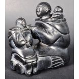 INUIT ART POTTERY FIGURINE GROUP DEPICTING MOTHER & CHILDREN