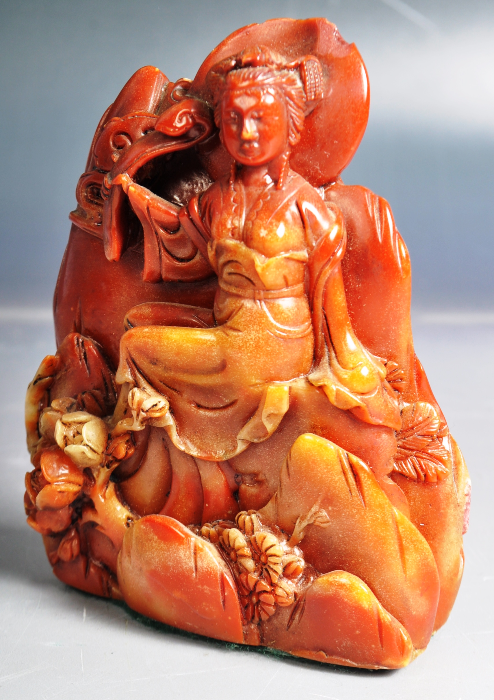 19TH CENTURY CHINESE CARVED SOAPSTONE GUANYIN PANEL