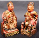TWO 19TH CENTURY CHINESE CARVED WOODEN FIGURINES