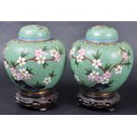 PAIR OF 20TH CENTURY CHINESE CLOISONNE GINGER JARS