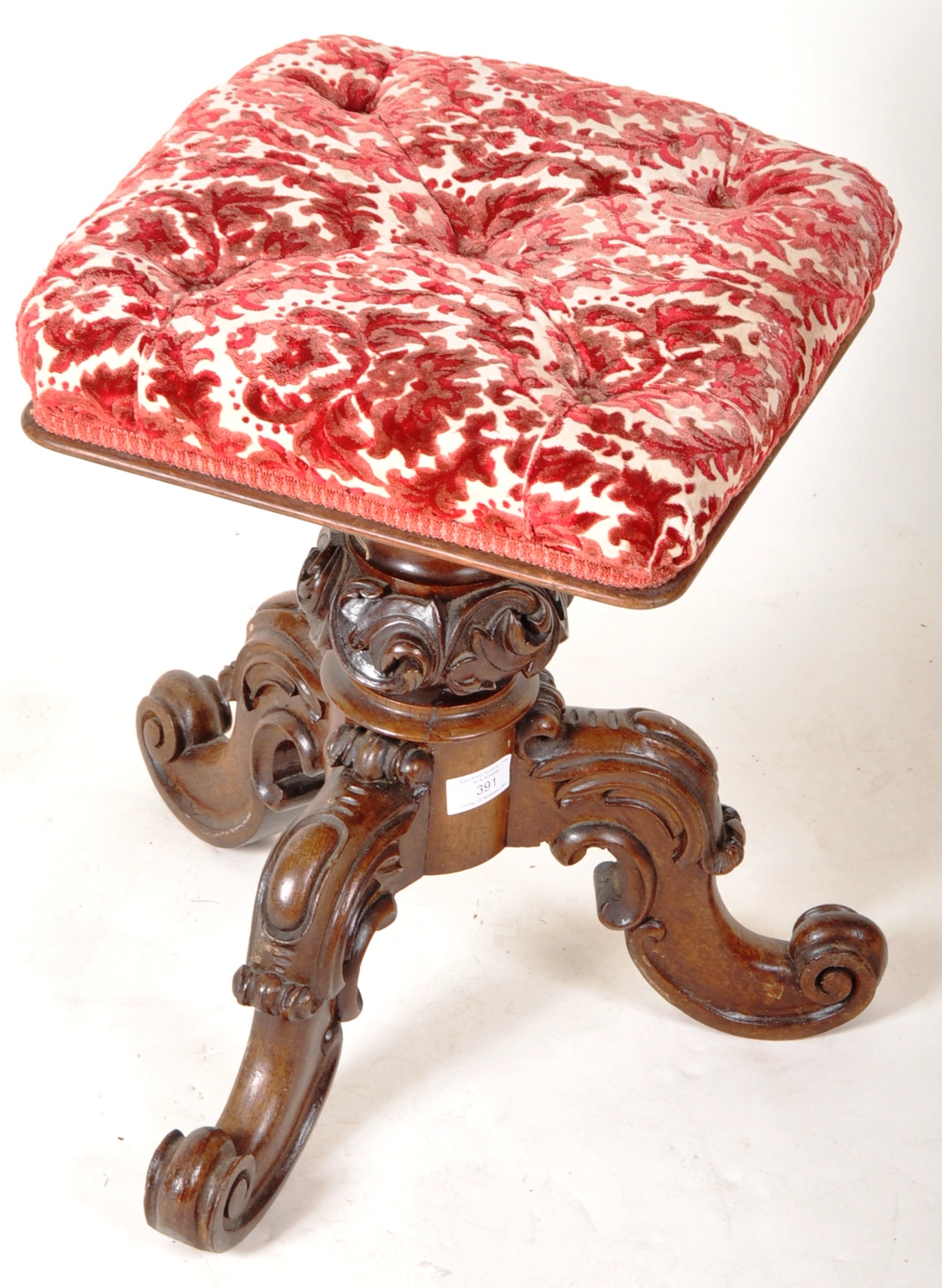 19TH CENTURY MAHOGANY PIANO STOOL ON TRIPOD BASE - Image 2 of 5