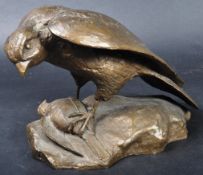 BRONZE STATUE FIGURE OF A FALCON STOOD UPON HIS PREY