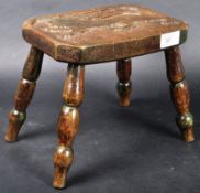 EARLY 19TH CENTURY GEORGE III CARVED OAK STOOL