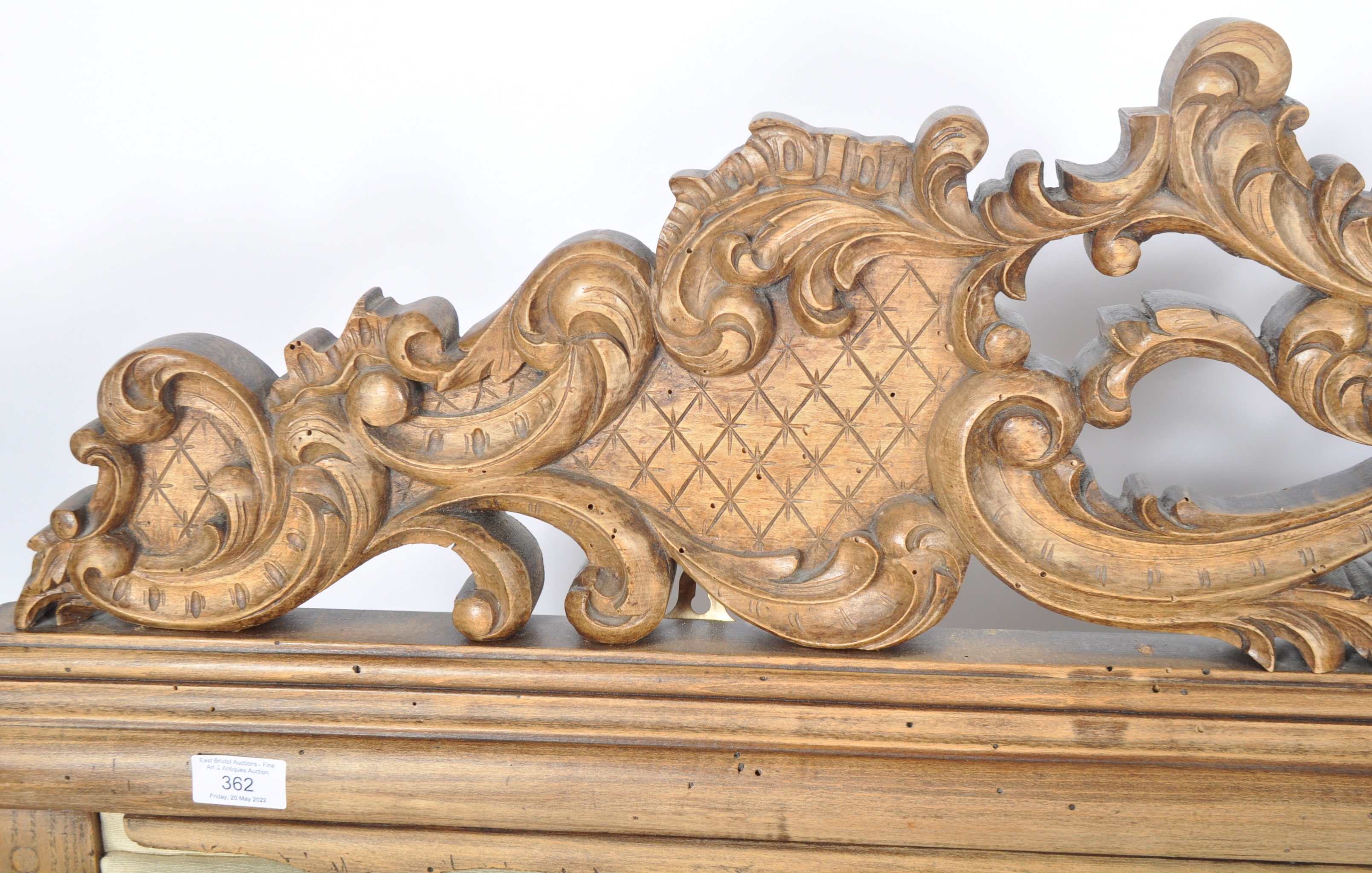 19TH CENTURY FRENCH WALNUT CARVED HEADBOARD - Image 3 of 6