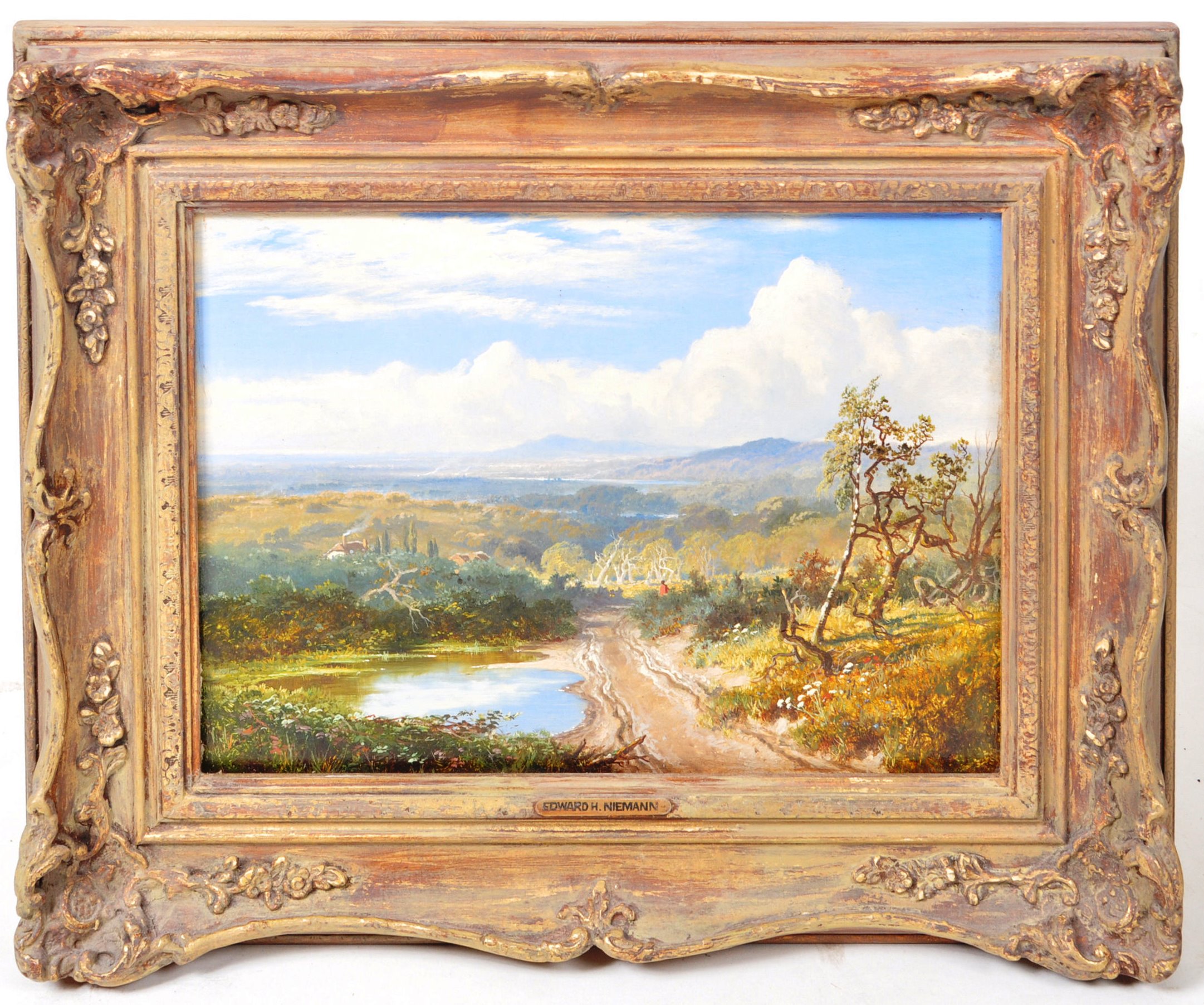 NIEMANN - 19TH CENTURY OIL ON CANVAS LANDSCAPE PAINTING